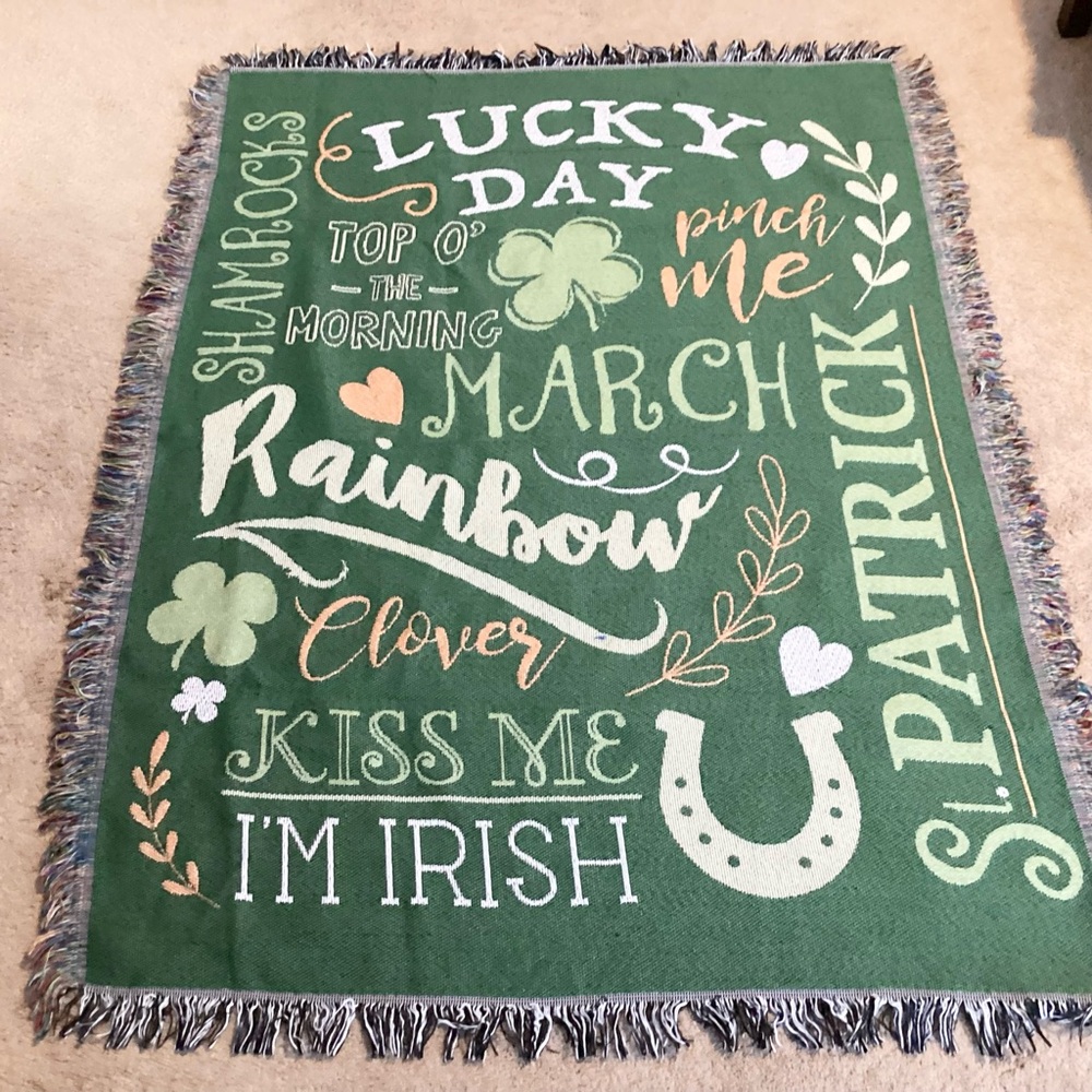 St. Patrick’s Day Irish Tapestry Style Throw Blanket - 59” x 44”